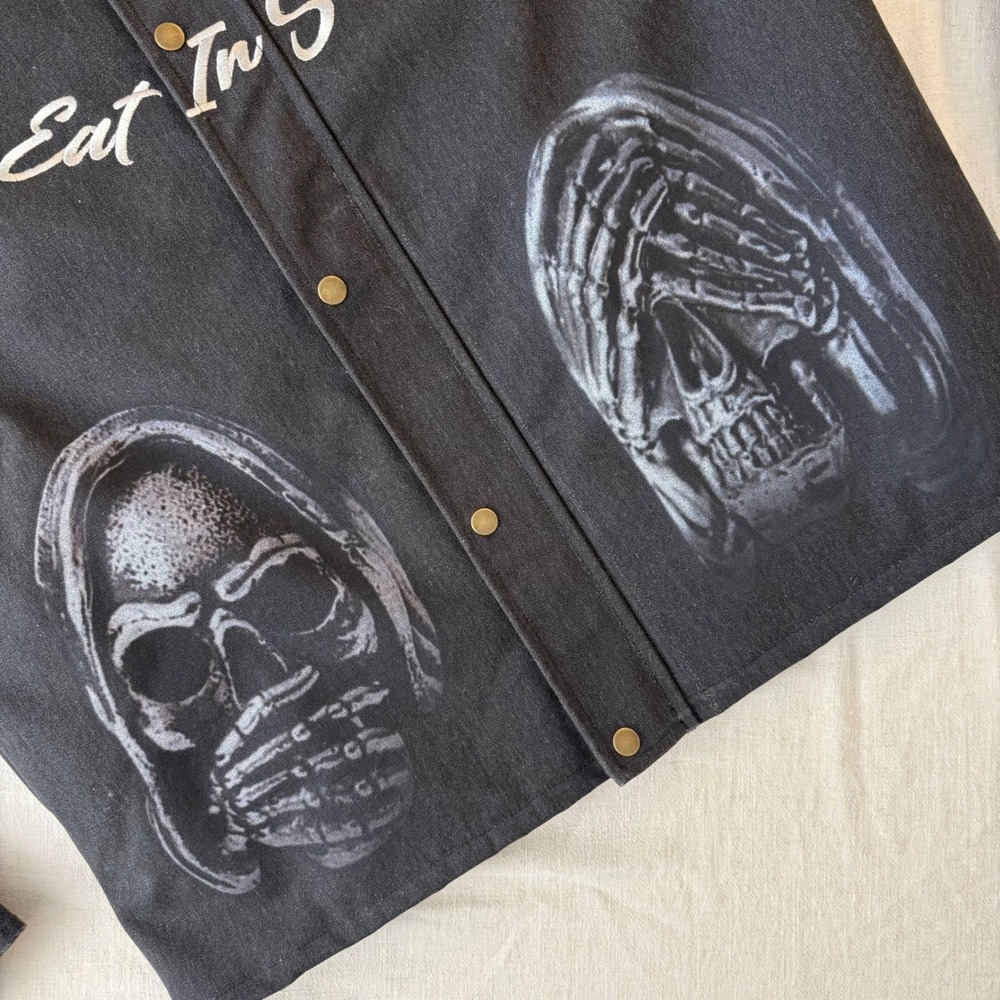 Humans Eat In Societies Trash HEIST Canvas Jacket Mens XL Black Skull Grunge Alt - Picture 4 of 12